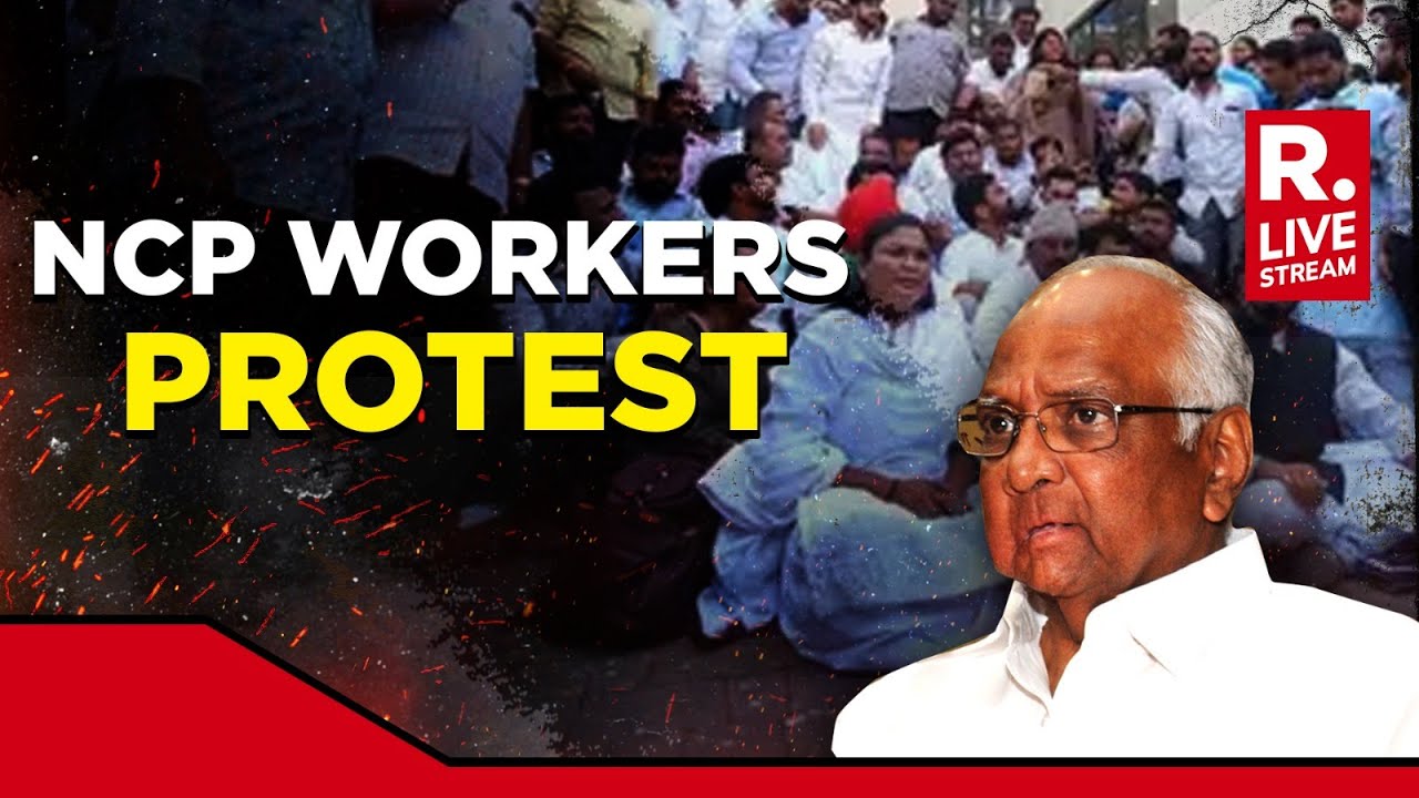 NCP Workers Protest Outside Party Office Over Sharad Pawar's Resignation | LIVE