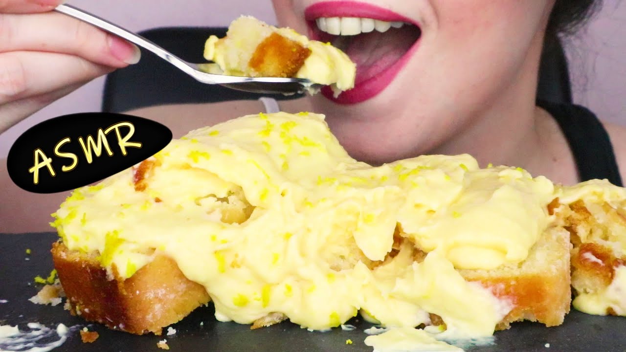 HOMEMADE LEMON CAKE WITH CREAM 🍰 | ASMR Mukbang - 먹방 | No Talking | Real Eating Sounds