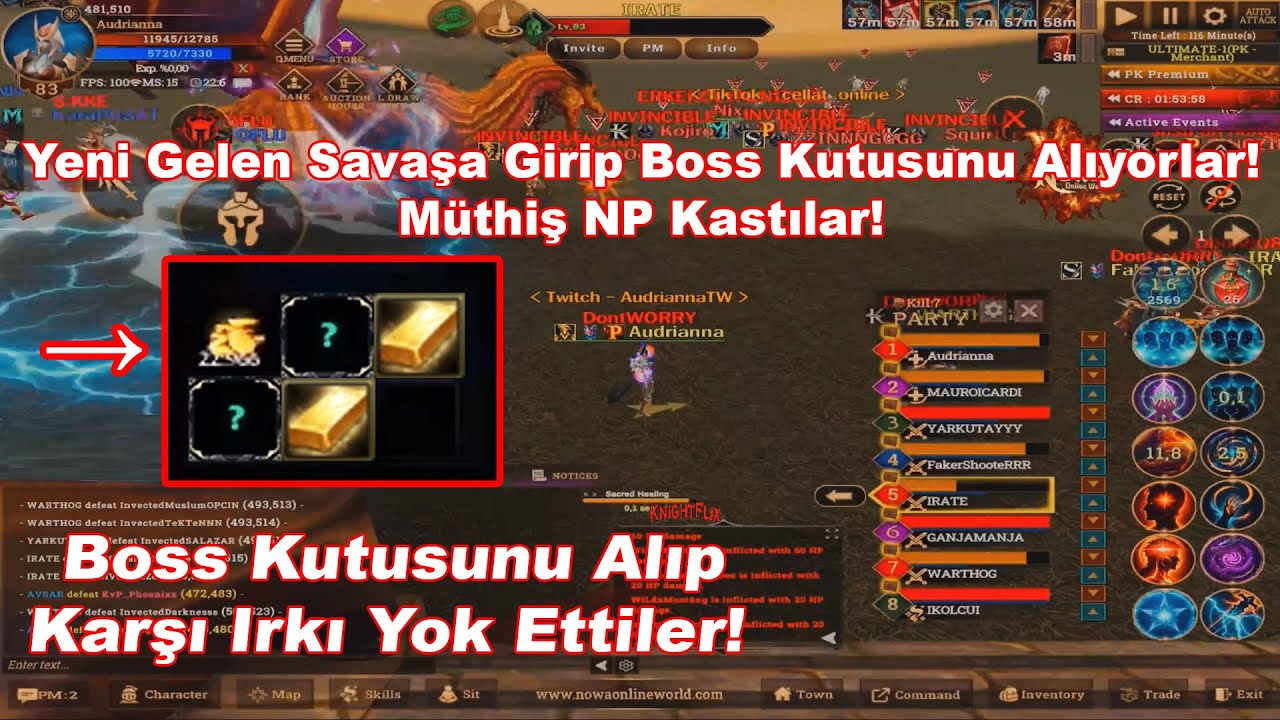 Audrianna - Yeni Gelen Savaşa Girip Boss Kutusunu Alıyorlar! Müthiş NP Kastılar! | Nowa Online