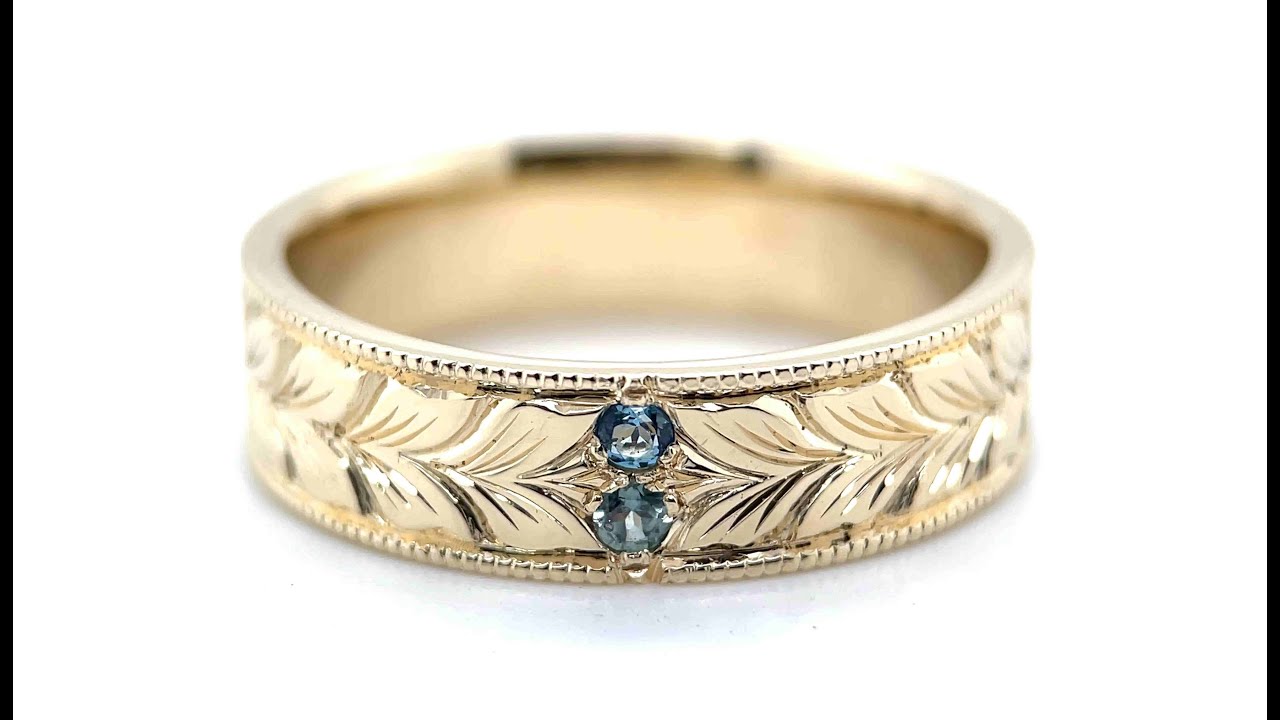 Hand Engraving a leaf pattern onto a gold ring