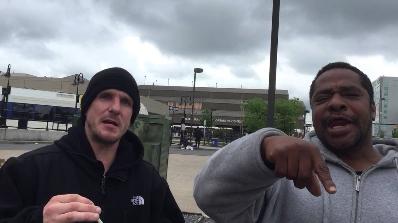 Two articulate and angry homeless men in Camden NJ
