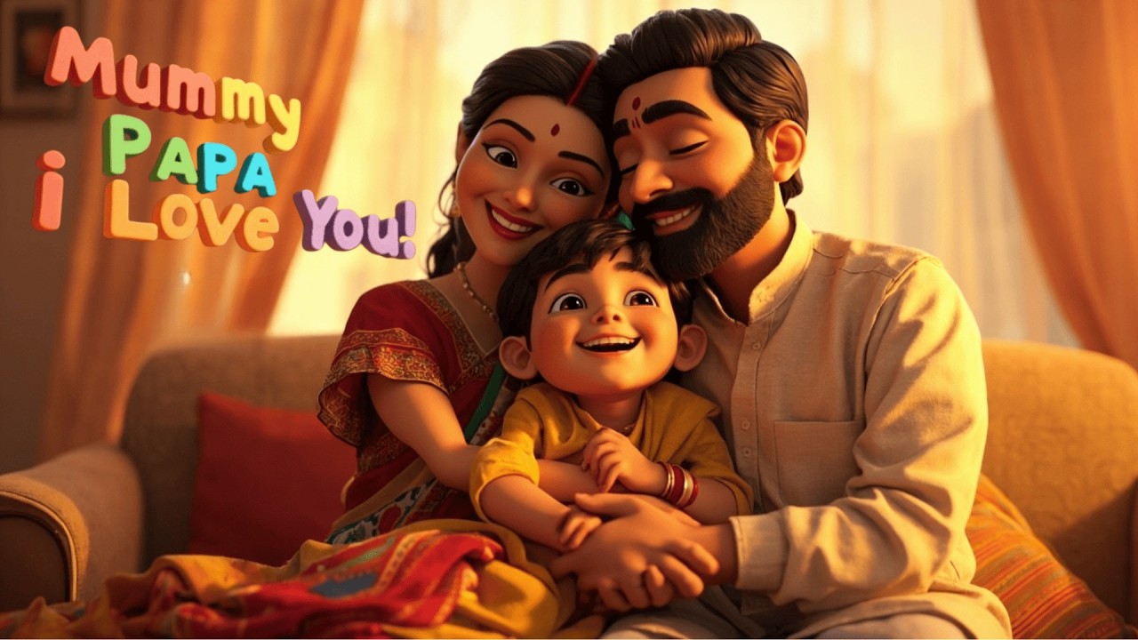 Mummy Papa, I Love You ❤️ | मम्मी पापा आई लव यू | 3D Animated Hindi Nursery Rhyme for Kids