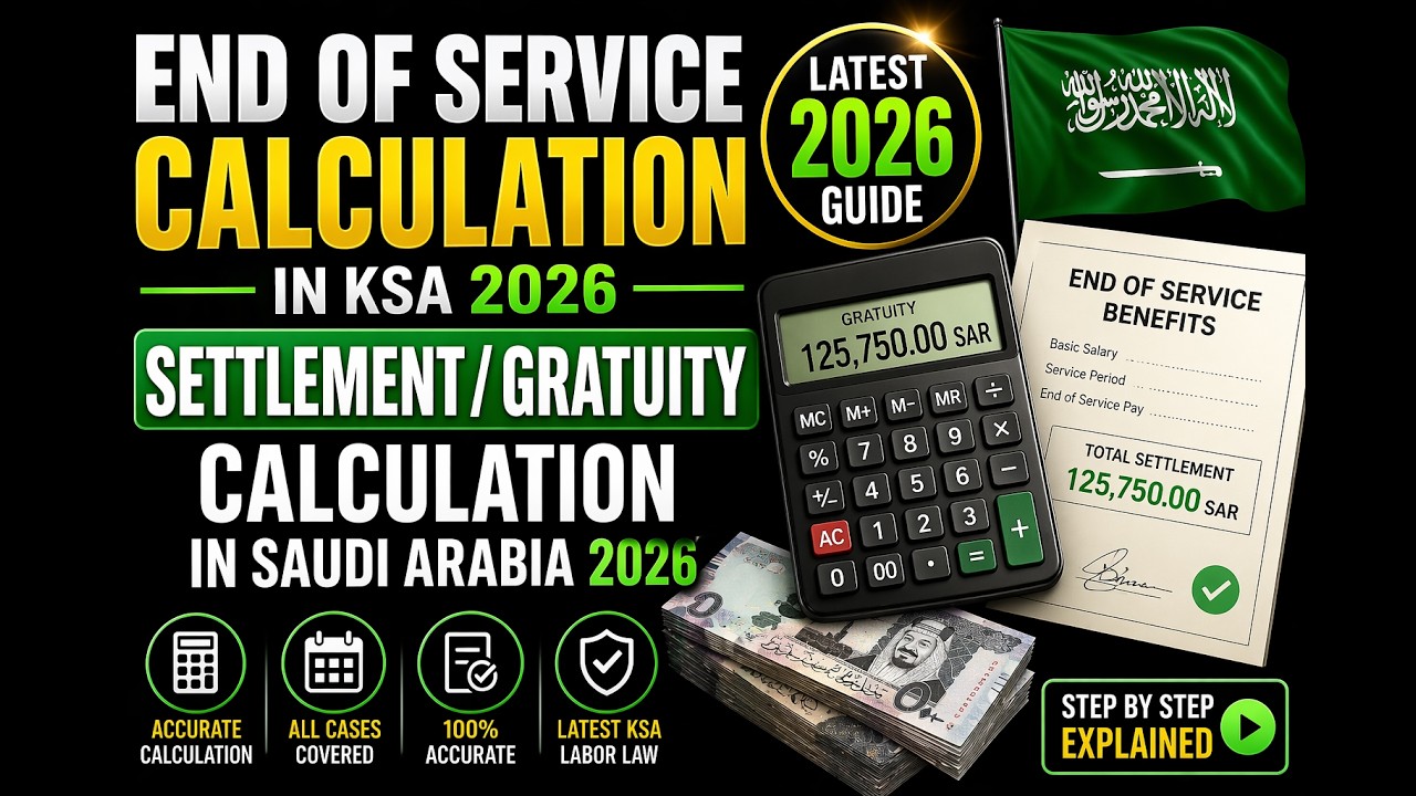 End of service calculation in KSA 2026 II Settlement/Gratuity calculation in Saudi Arabia 2026