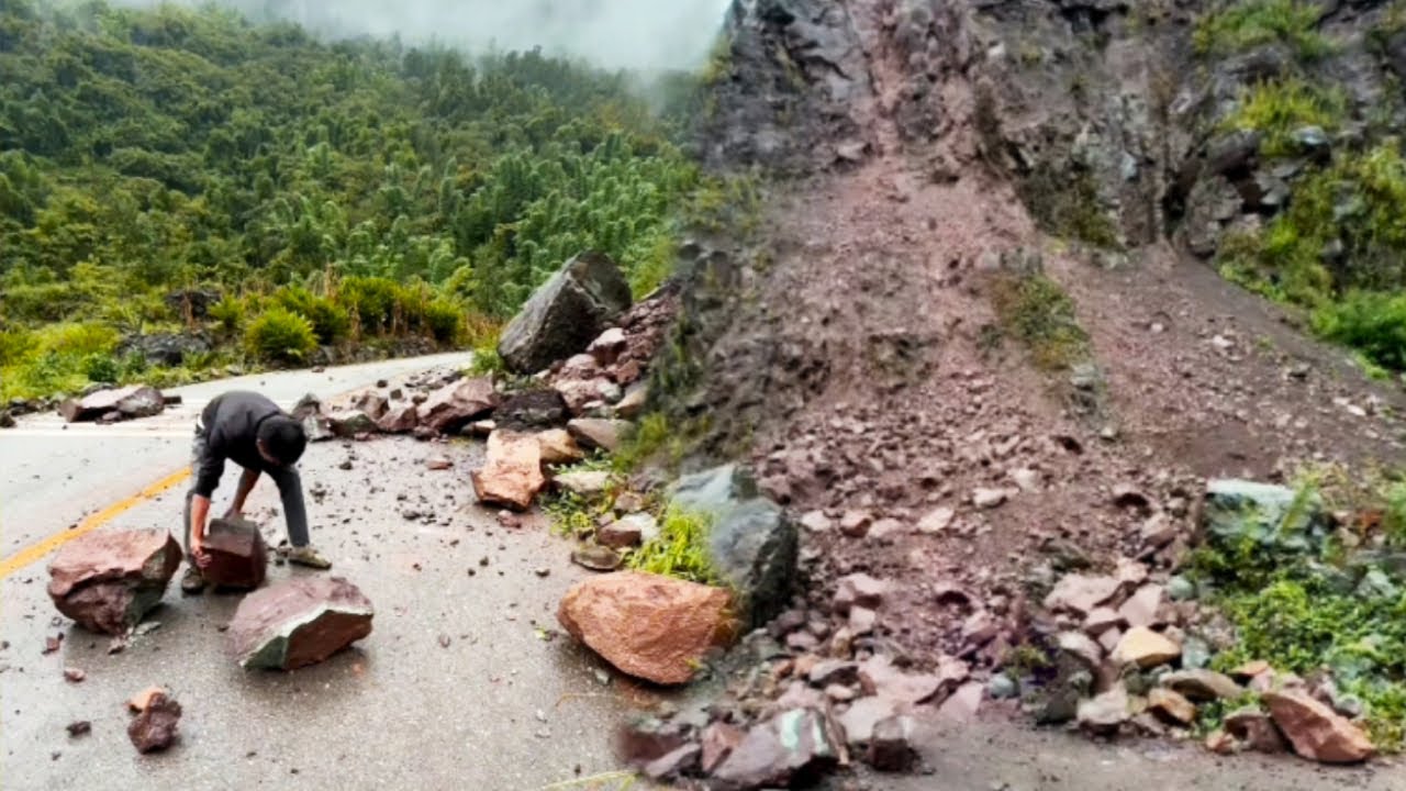 It Was Terrifying; Kind Passersby Helped Clear The Boulders That Had Fallen From The Road.