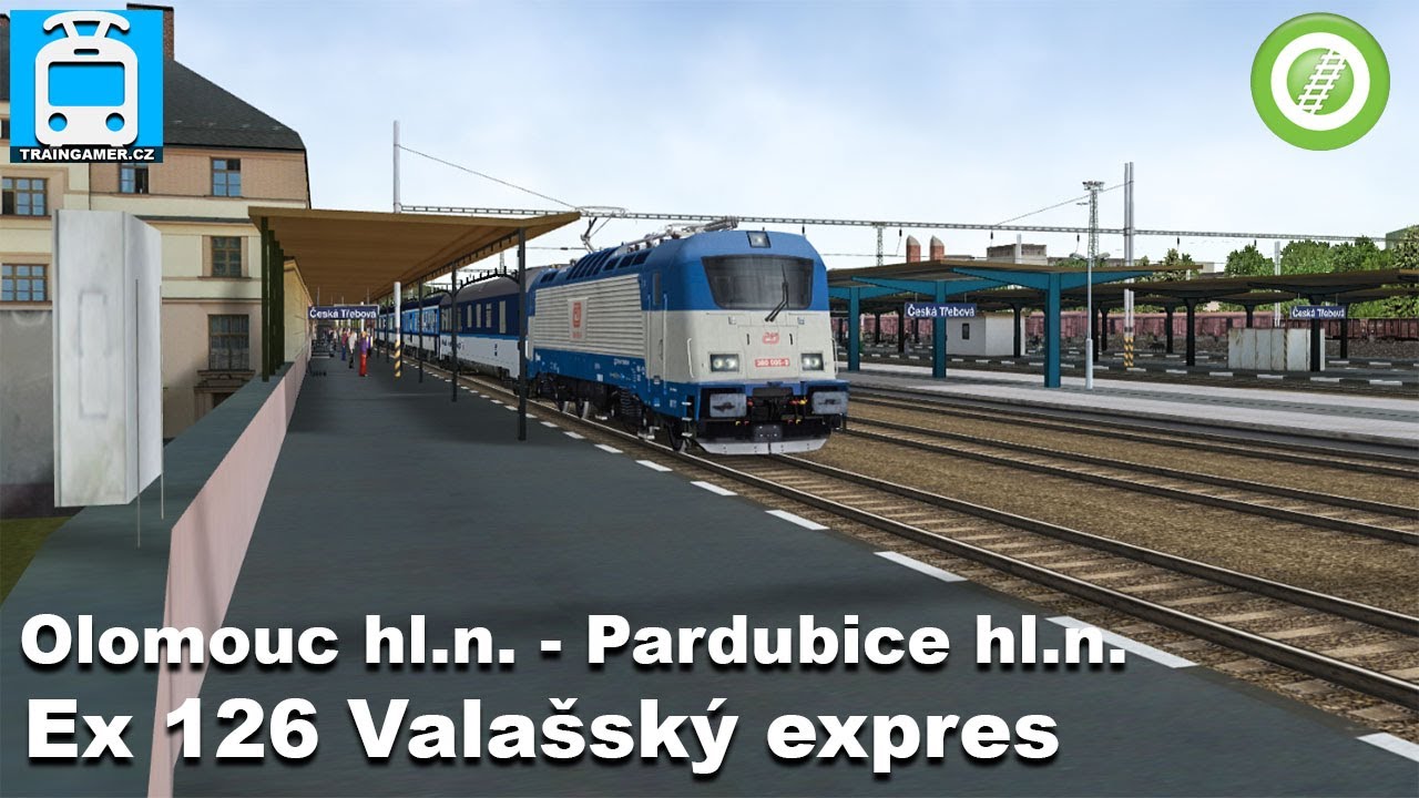 Open Rails: Ex 126 Valašský expres (Olomouc hlavní nádraží - Pardubice hlavní nádraží)