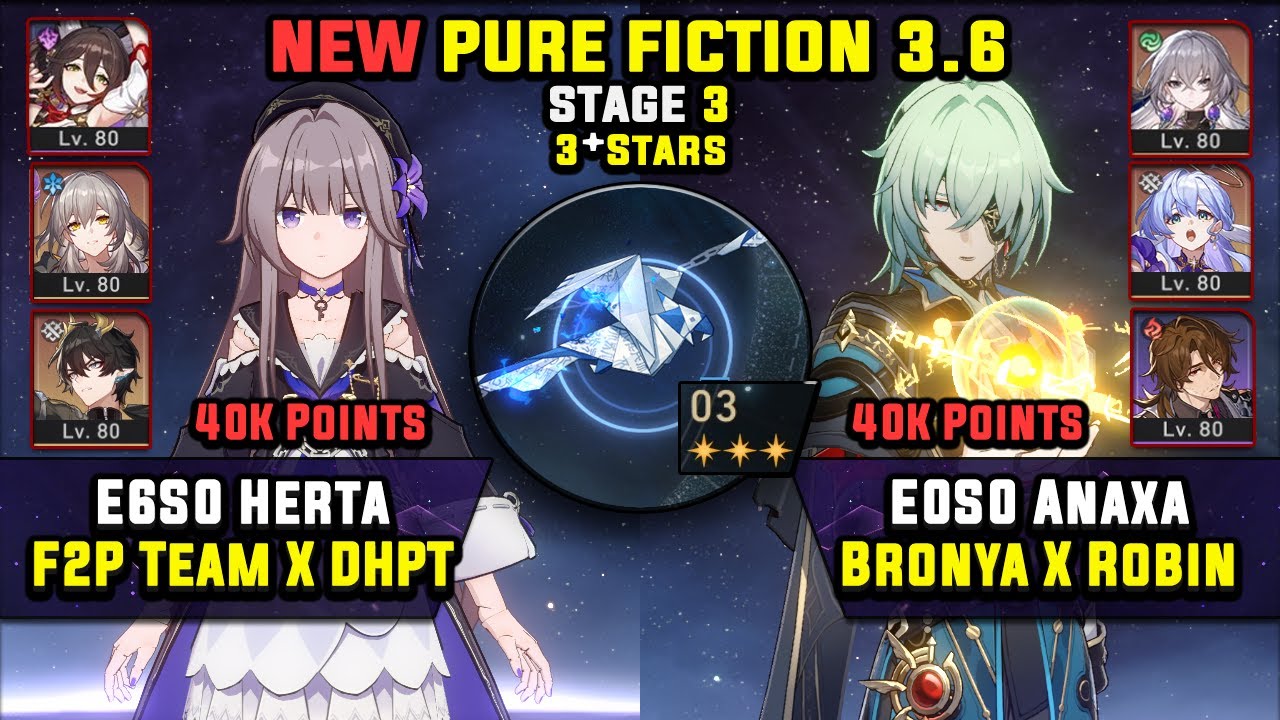 E6 Herta F2P Carry с DHPT и E0 Anaxa Carry с Bronya (3 звезды) Pure Fiction 3 Honkai Star Rail 3.6