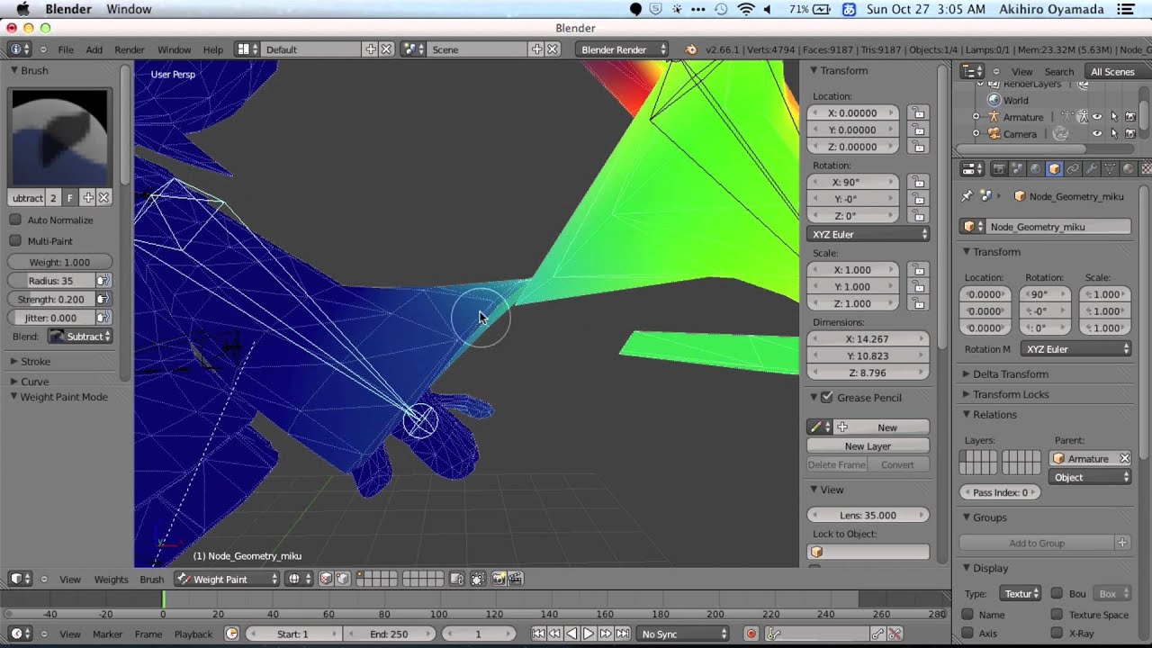 Publishing a 3D mesh with bone animation for three.js from Blender