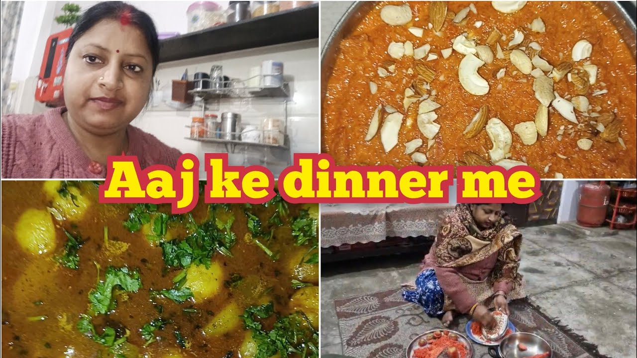 “Aaj dinner me gajar ka halwa, aalu dum aur jeera rice | Winter special recipe”