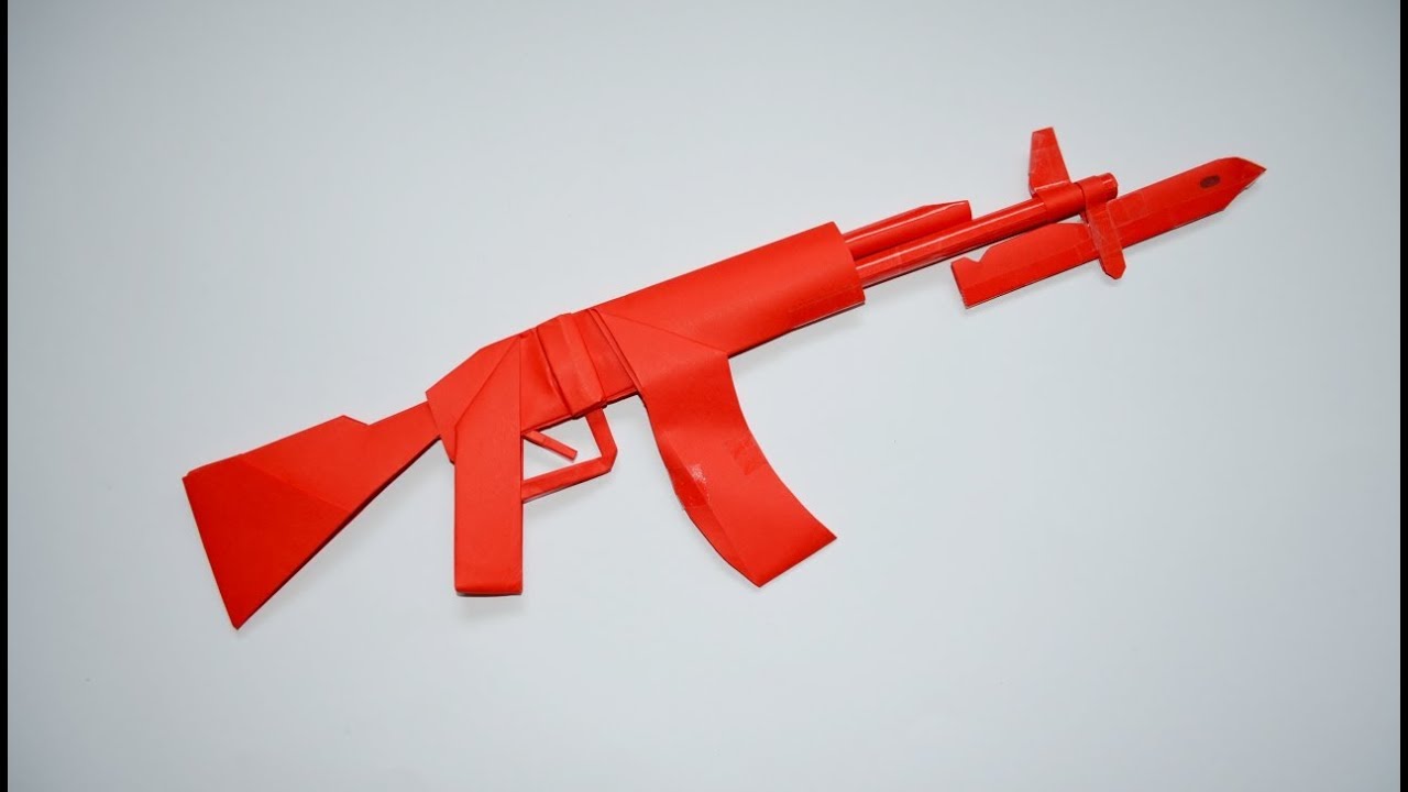 Kак сделать из бумаги  AK 47 . Оружие из бумаги