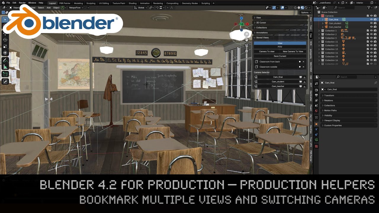Blender 4.2 for Production - Bookmark multiple views & switching camera with the Stored Views add-on