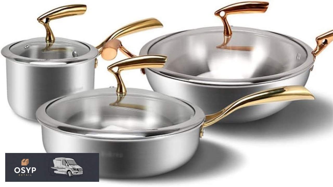 Stainless steel cookware set wok frying pan milk non stick kitchen pot