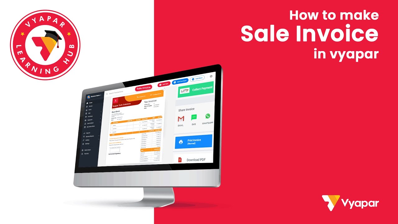How to make Sale Invoice in vyapar? (ENGLISH) Desktop
