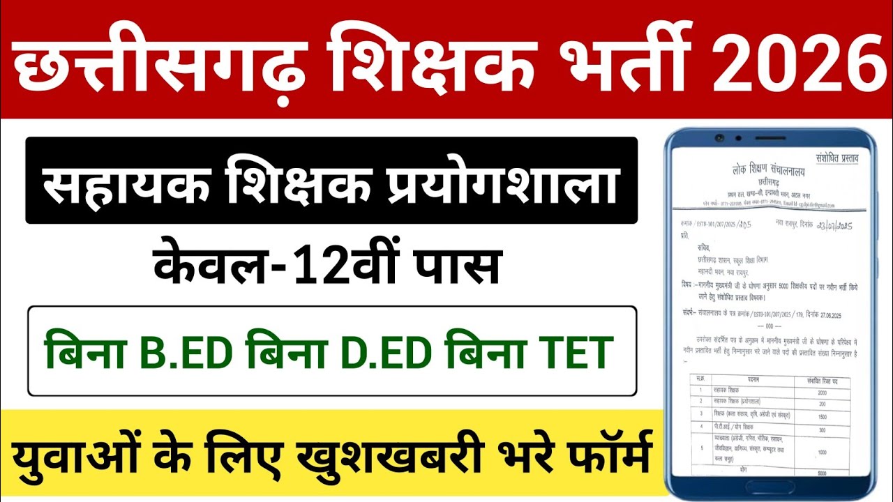 Assistant Teacher Laboratory | Chhattisgarh Teacher Recruitment 2026 | CG Assistant Teacher Scien...