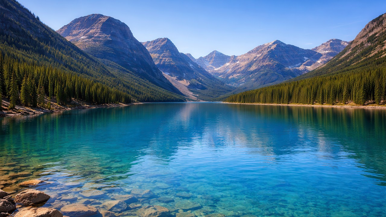 10 Hours Beautiful Mountain Lake Views 4K UHD. Relaxing Nature Screensaver