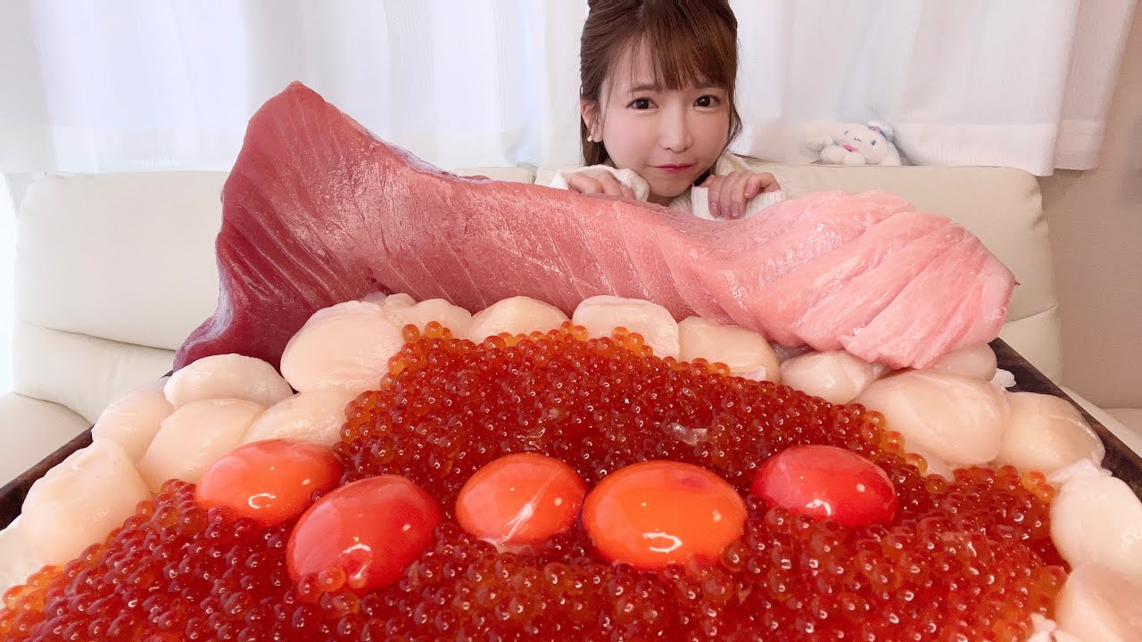 【大食い】大とろいくらホタテ丼コストコ【もえあず】