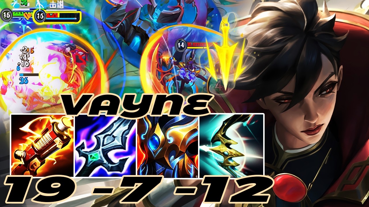 WILD RIFT VAYNE ADC GAMEPLAY | 19 -7 -12 MVP | VAYNE BUILD RUNES
