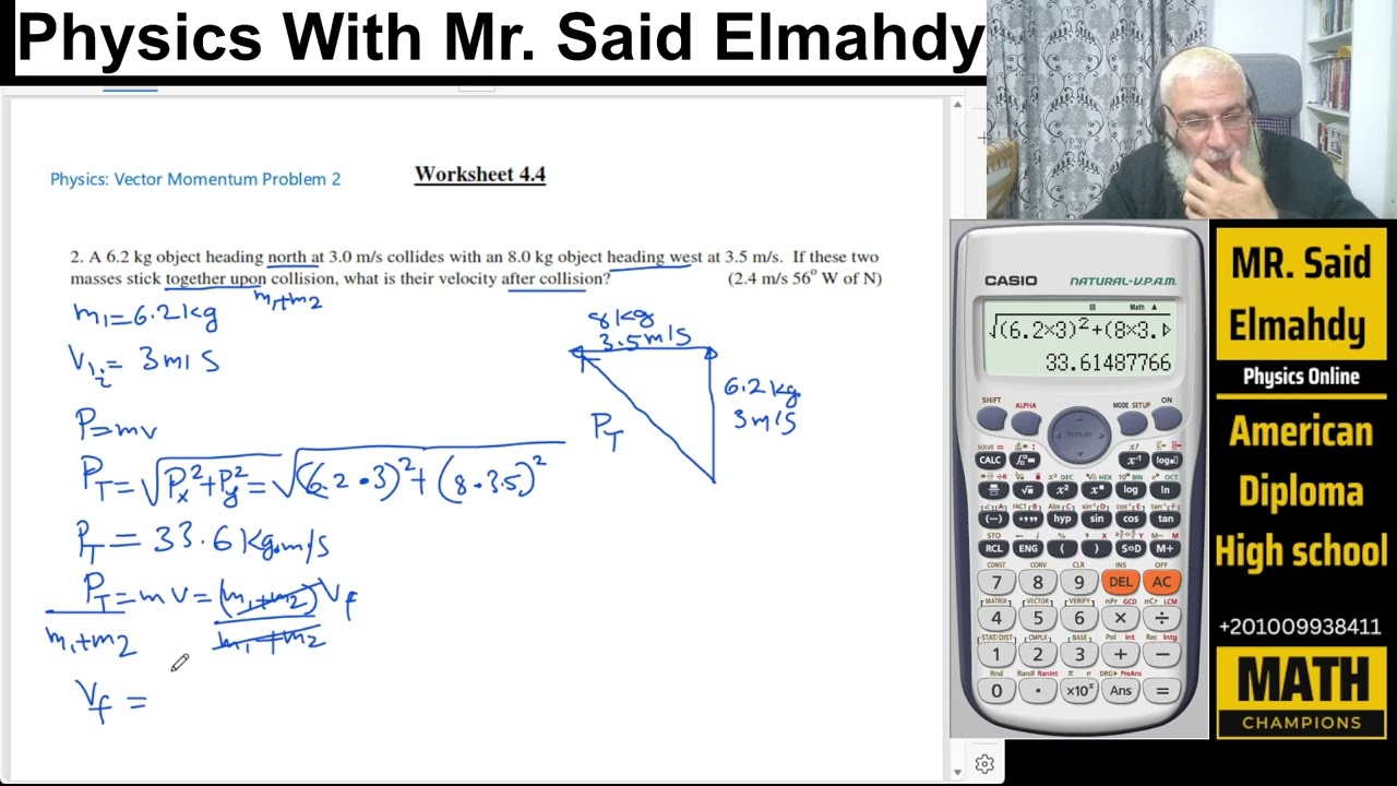 Physics Vector Momentum Solving problem 2 What is the velocity after collision #physics