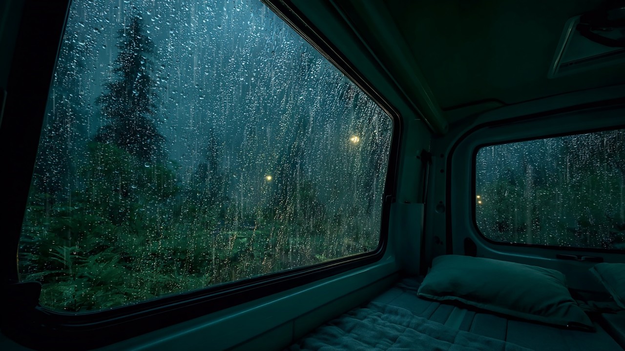 Cozy Van Life in the Rainy Forest | 3 Hours of Heavy Rain Sounds for Deep Sleep and Relaxation