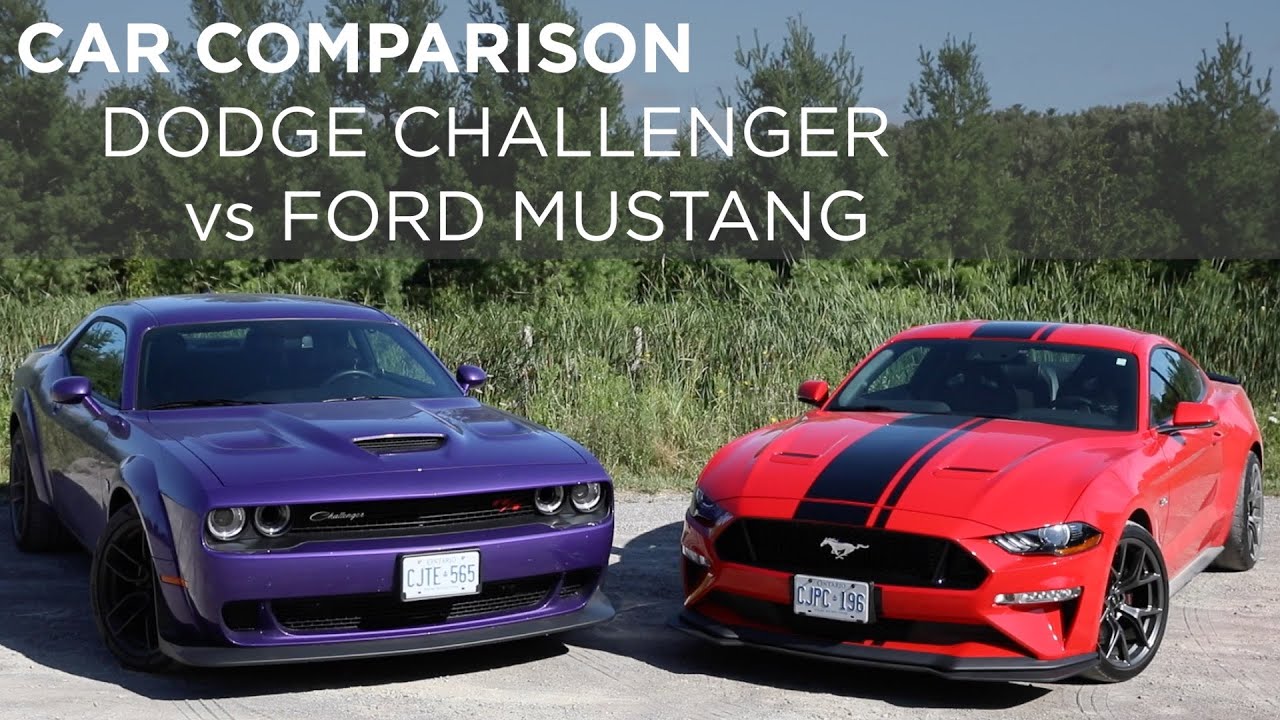 Ford Mustang GT vs Dodge Challenger Scat Pack | Car Comparison | Driving.ca