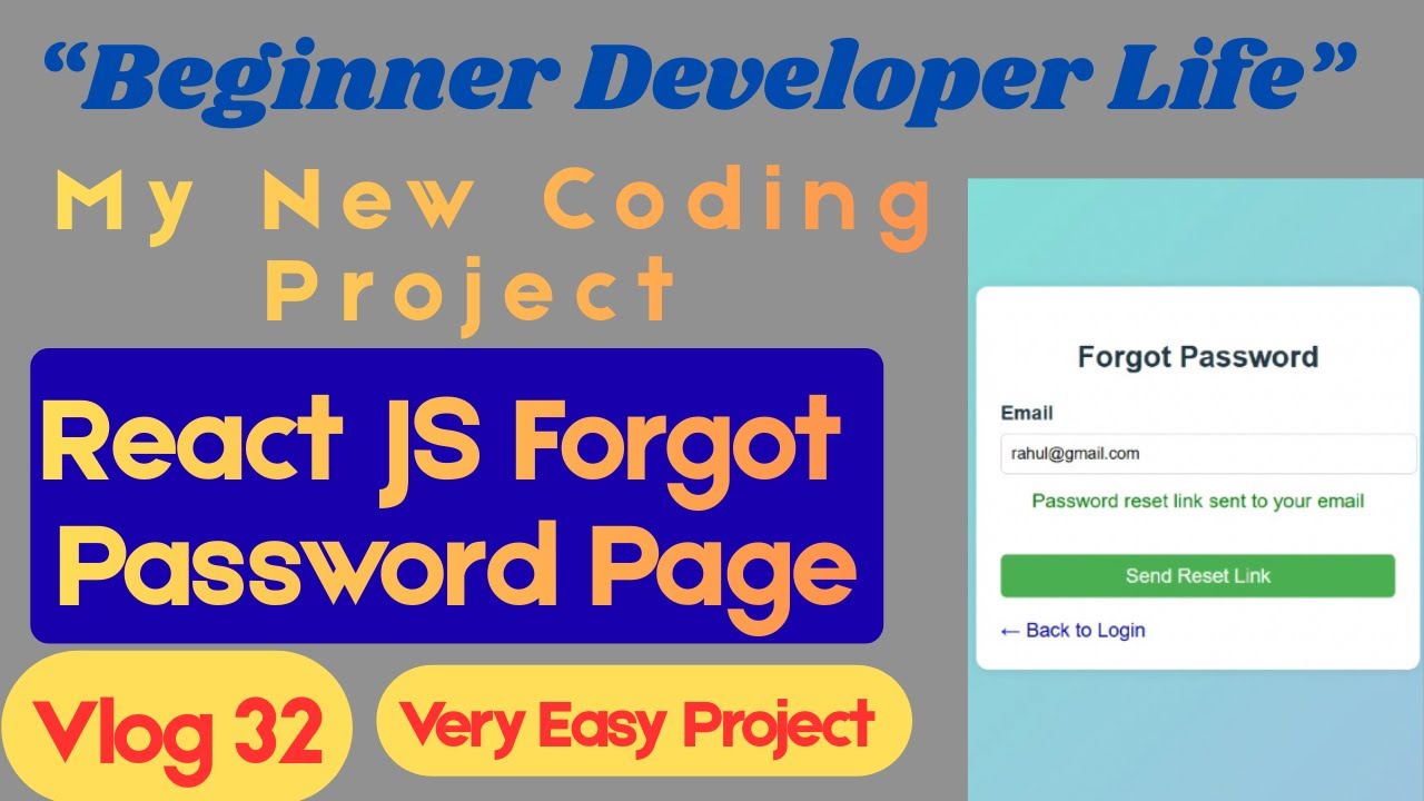 #VLOG 32| React JS Forgot Password Tutorial 2026 | Login Page & Password Reset for Beginners| Hindi