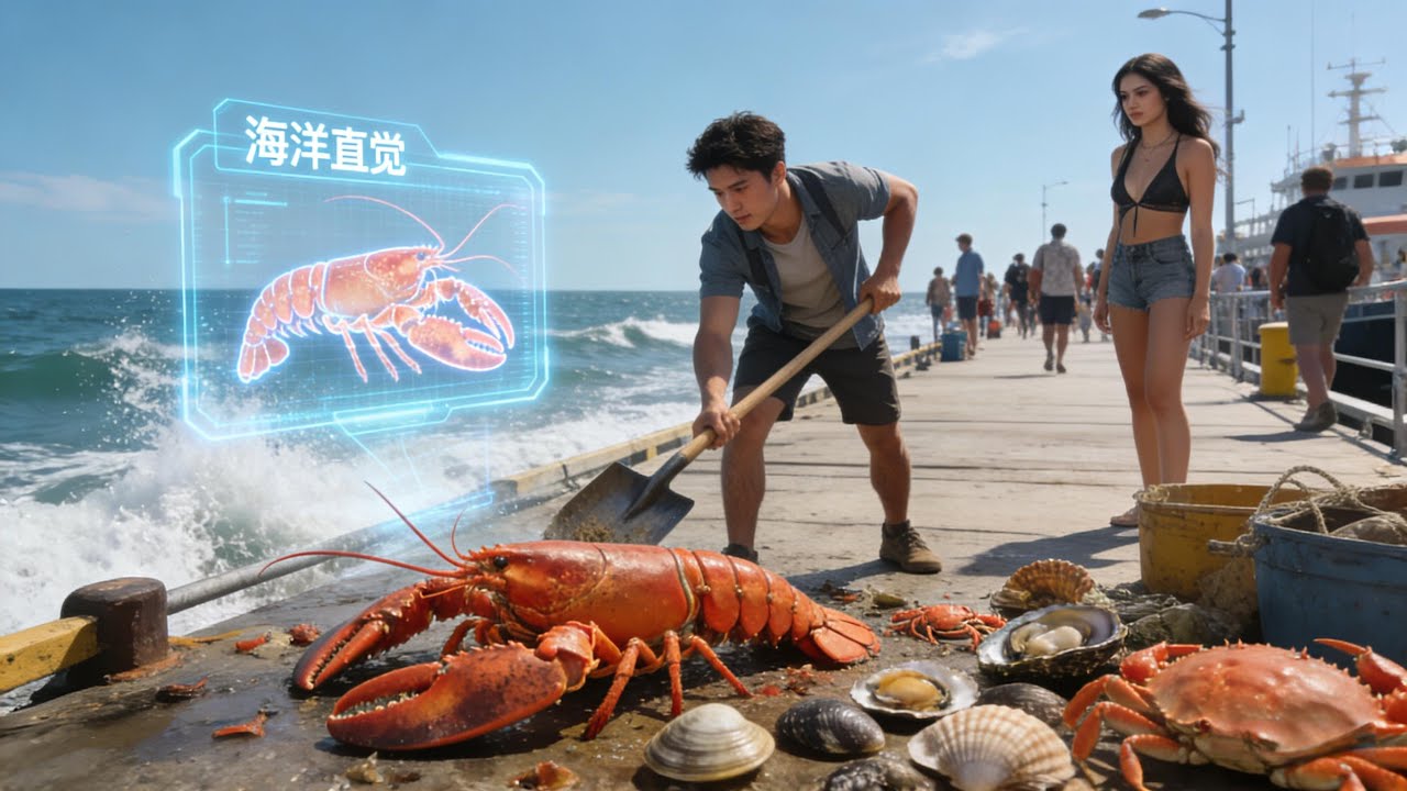 趕海小夥被城管追逐時摔傷腦袋竟覺醒觀海眸和大海直覺，奇珍海鮮的位置一看便知，馬上發財了！#首發新劇 #無腦劇 #完結短劇