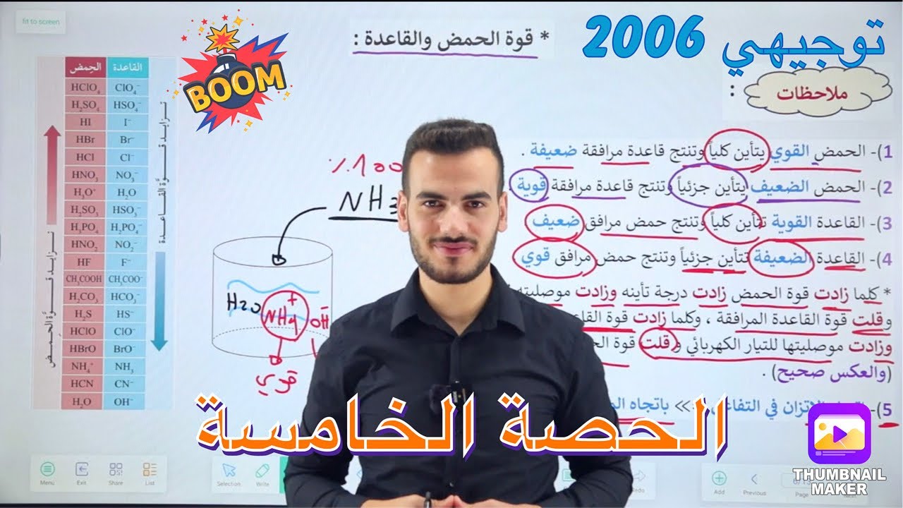 كيمياء التوجيهي 2006 | قوة الحمض والقاعدة | د.أحمد سلامة 🧪