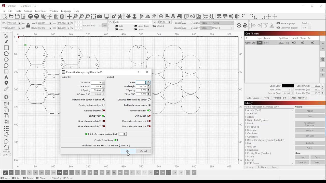 LightBurn Tutorial: Grid Arrays