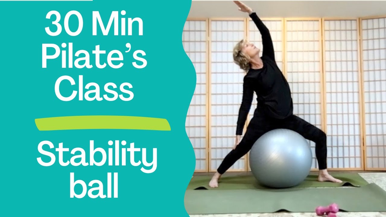 30 Min Pilate's Class with Stability Ball | Yoga & Pilates for Beginners & Seniors| Vicki @ Yoga4man