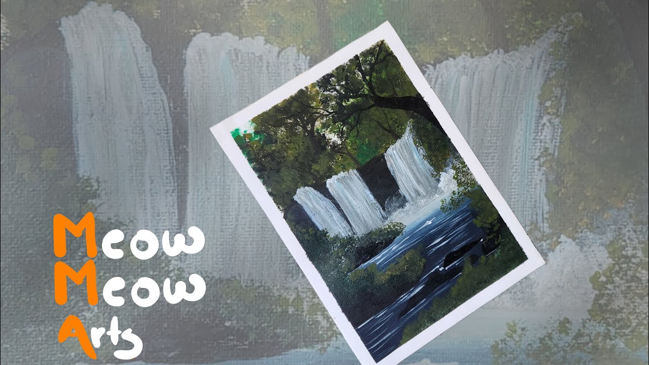 How to Paint a Waterfall with Acrylics | Simple Landscape Painting Tutorial!