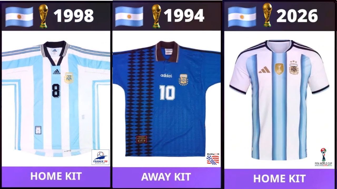 Argentina National Team Home & Away Kits | Full World Cup Jersey History (1930–2026)