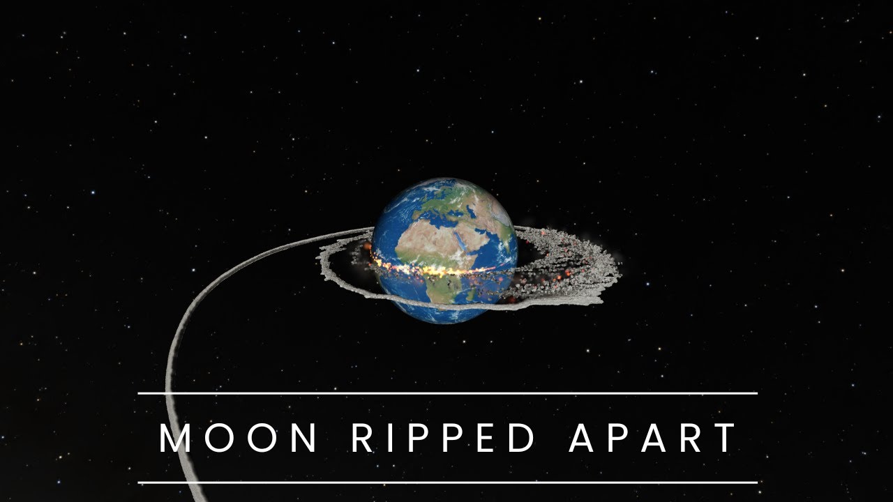 [4K] Moon Being Ripped Apart by Roche Limit | 7 MILLION PARTICLES