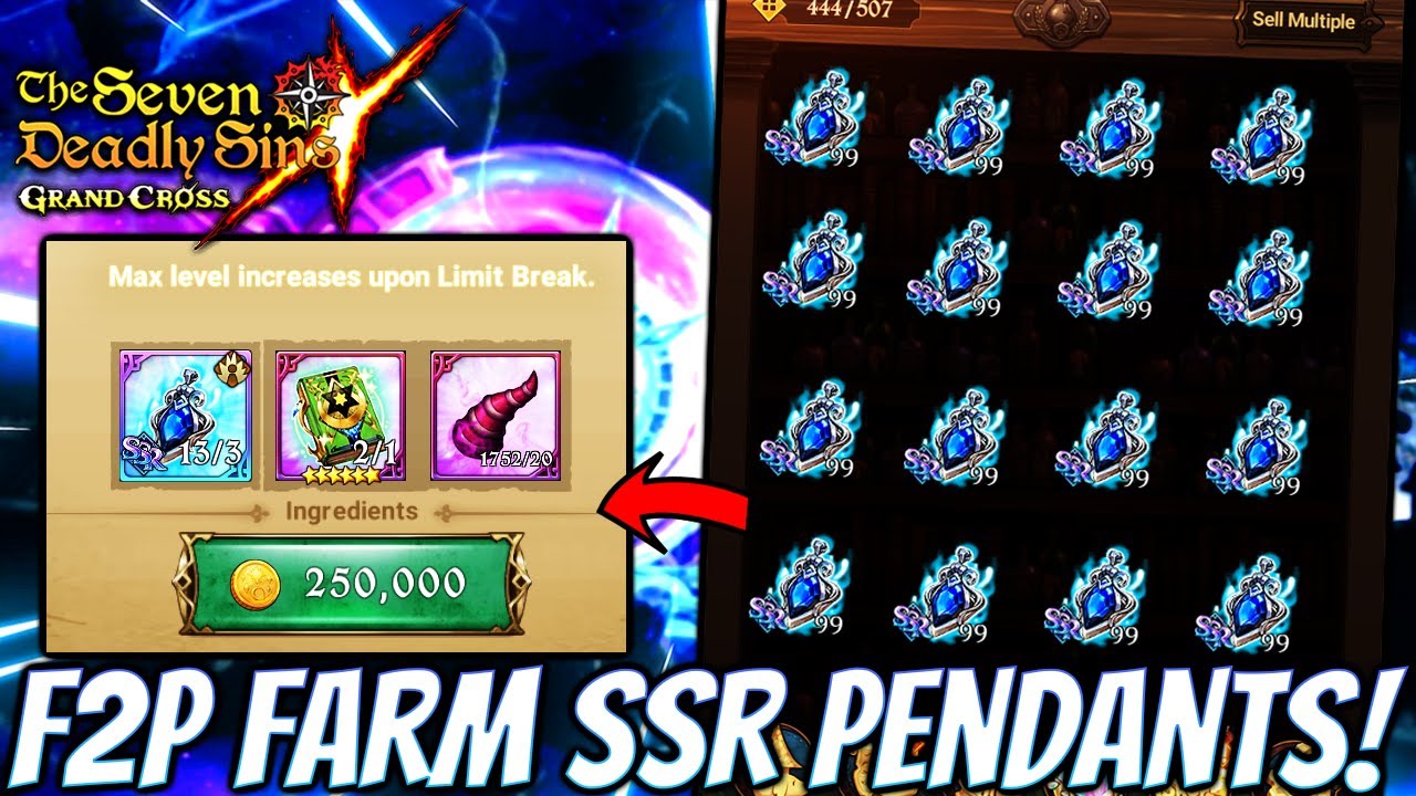 UPDATED* HOW TO FARM TONS OF SSR PENDANTS F2P!!! (7DS Guide) Seven Deadly Sins Grand Cross