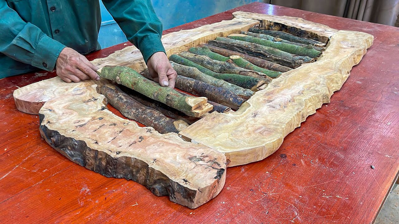 Recycling Wood Is Easy And Cheap // An Outdoor Table With A Cool Design From Tree Roots And Firewood