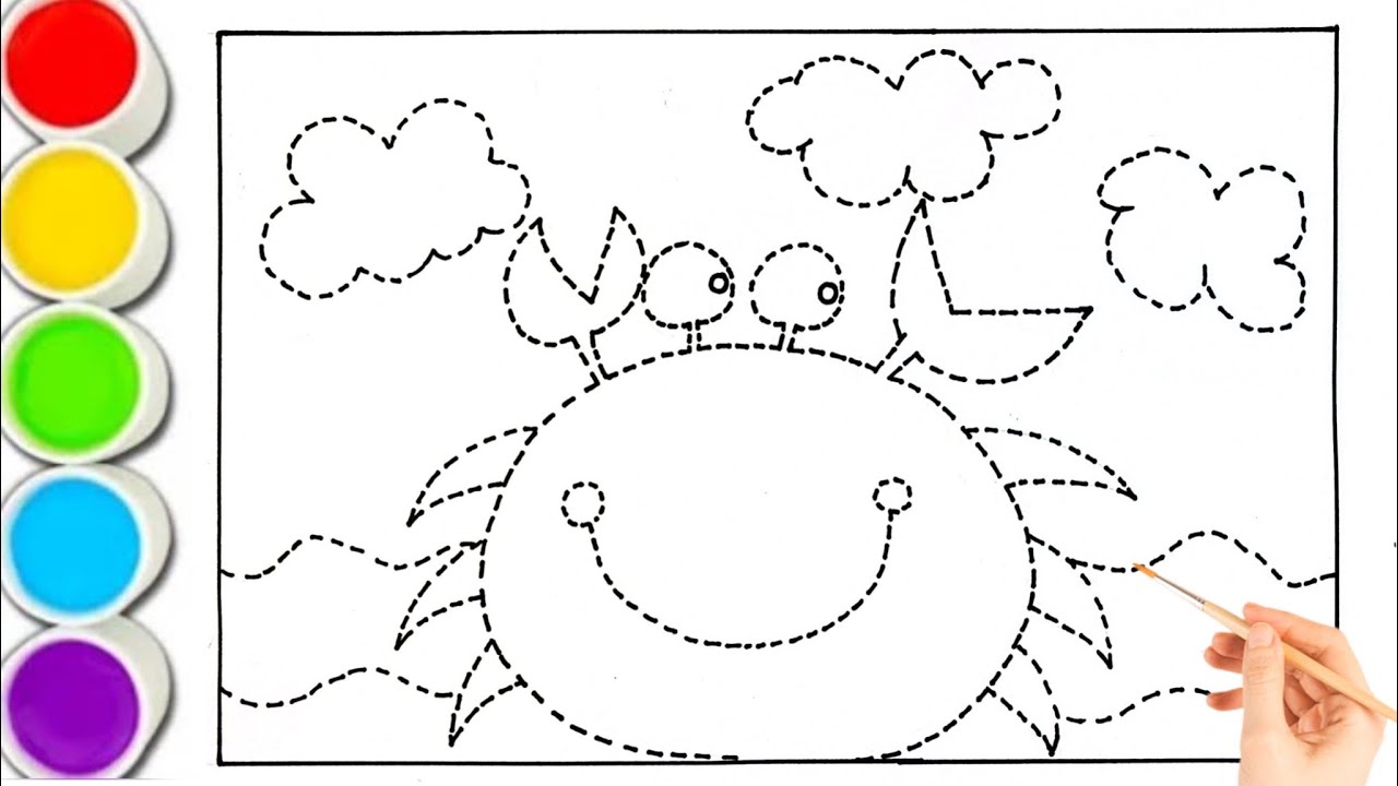 How to draw Crab🦀 Animal drawing for kids and toddler, Easy drawing for kids 