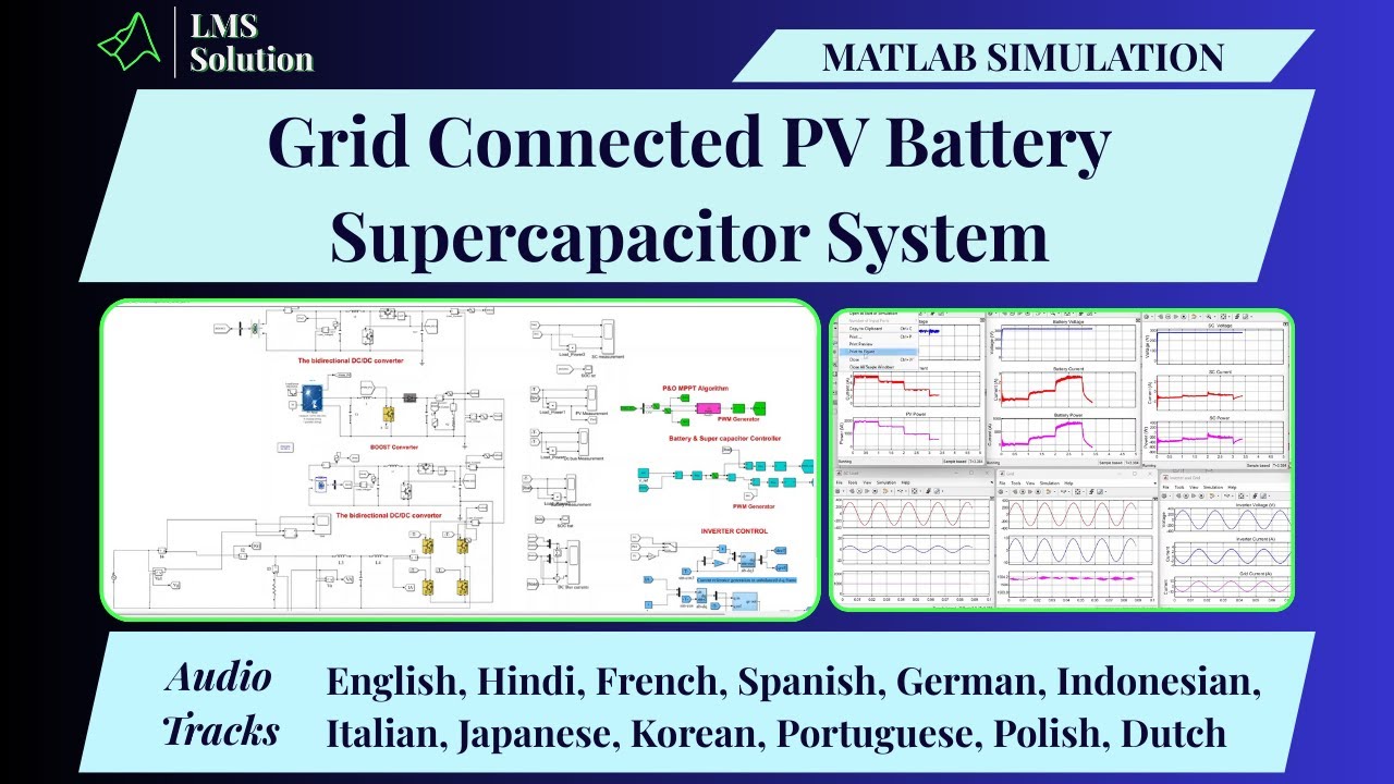 Моделирование системы суперконденсаторов на основе фотоэлектрических батарей, подключенных к сети...