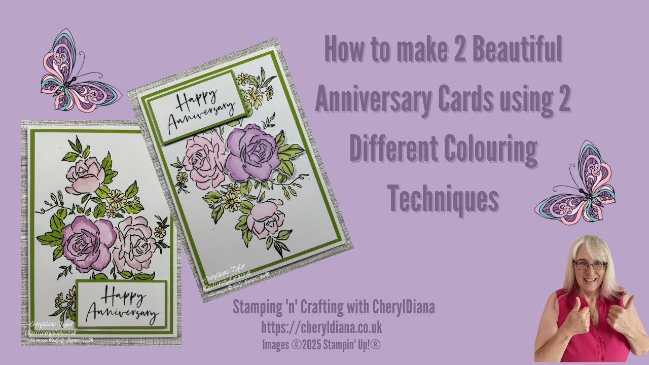 How to make 2 Beautiful Anniversary Cards using 2 Different Colouring Techniques.