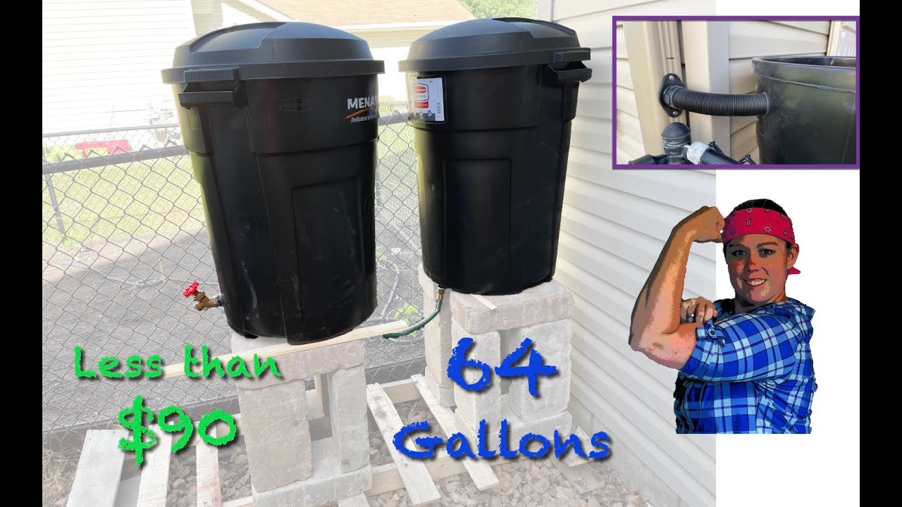 DIY Rain Barrel System w/ Trash Cans & Rain Barrel Diverter Kit