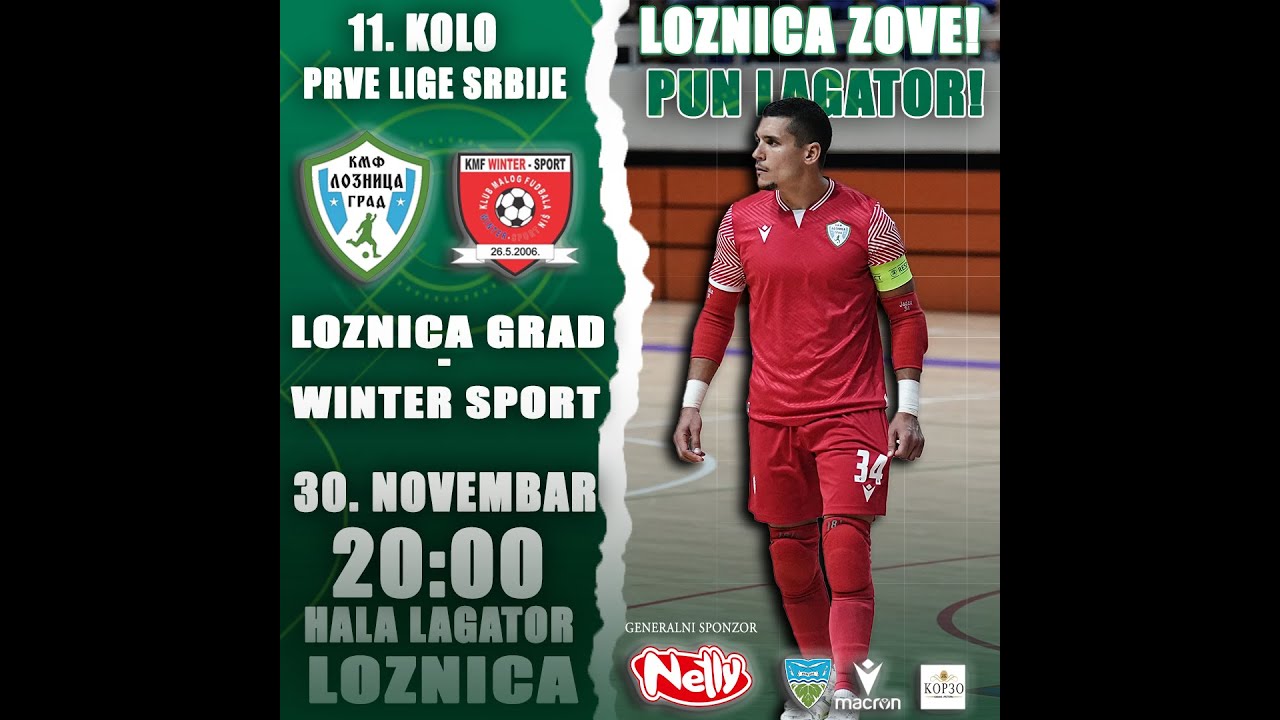 Loznica Grad - Winter sport Prva futsal liga Srbije. Hala Lagator Loznica 11. kolo