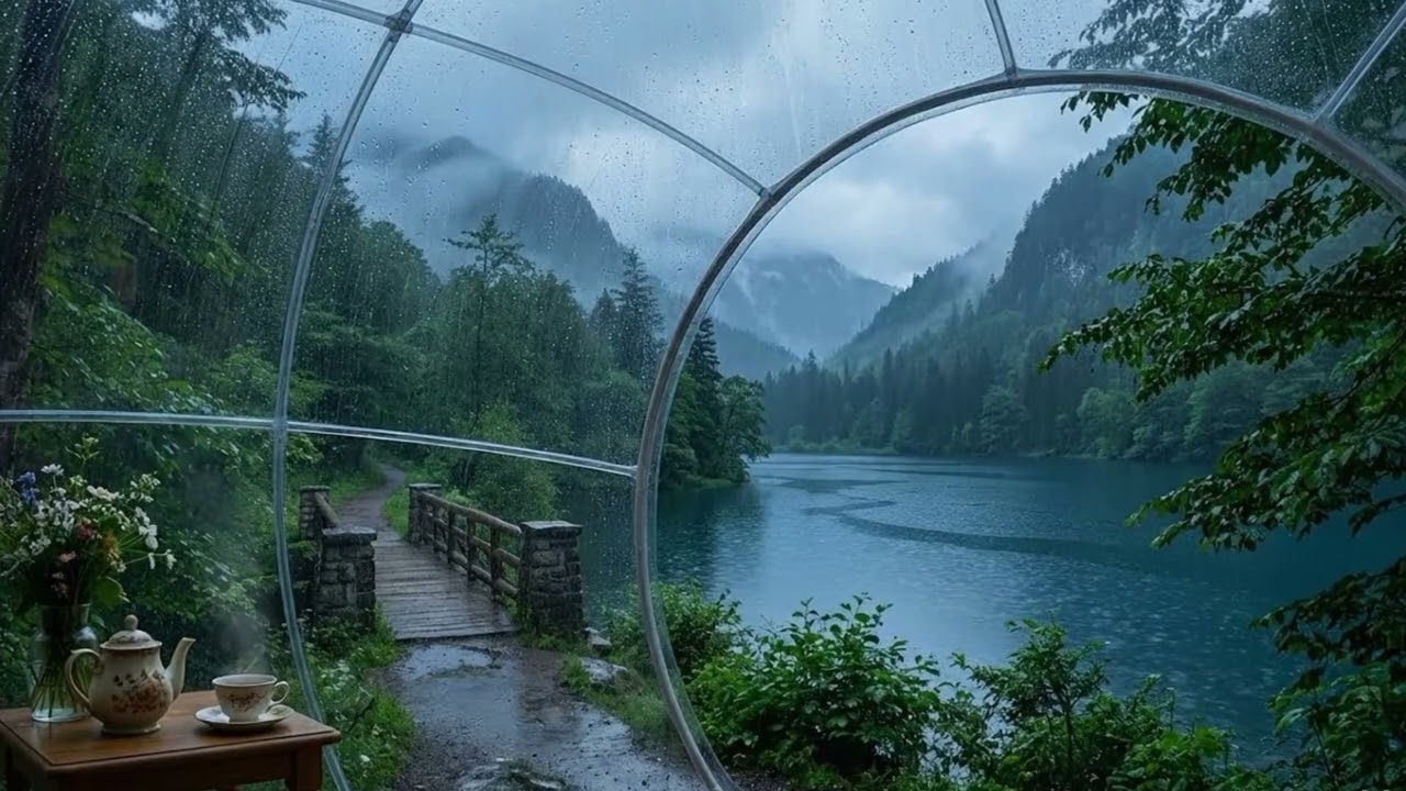 Rainy Lakeview Luxury: Cozy Transparent Bubble Tent Ambience for Deep Sleep & Relaxation ⛈️💎🌊