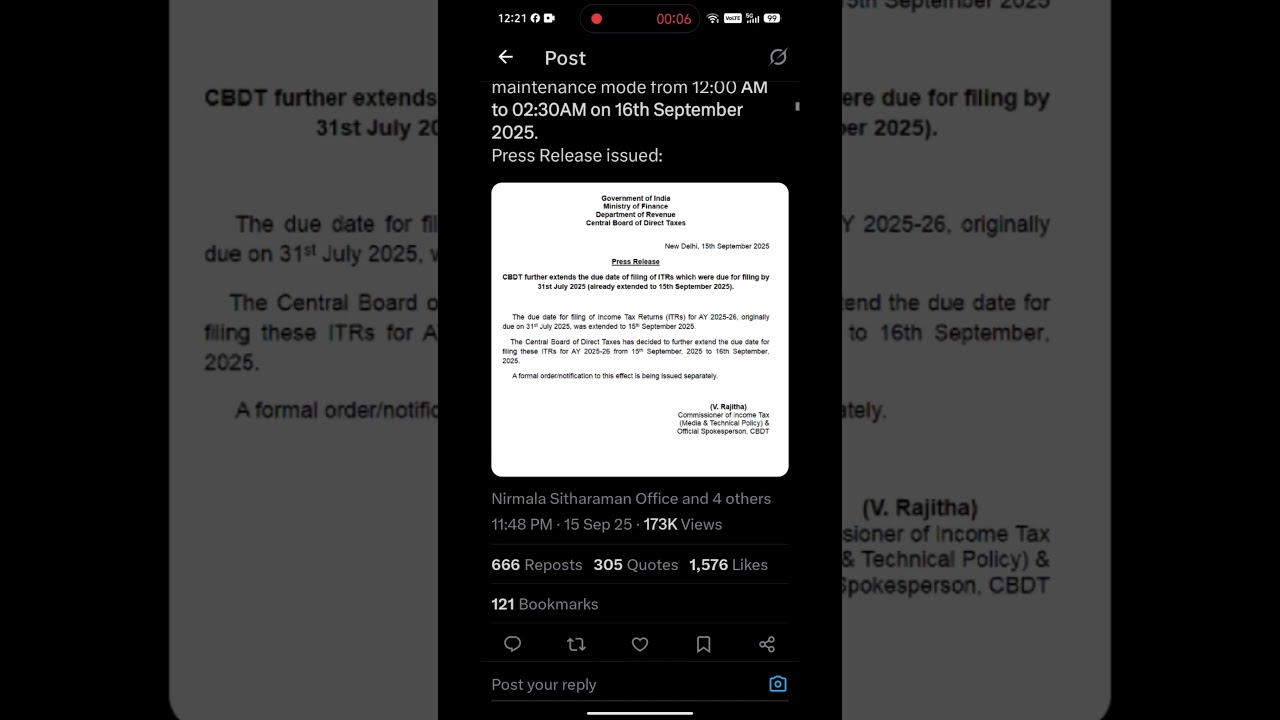 ITR FILLING DATE IS EXTENDED FOR 1 DAY 