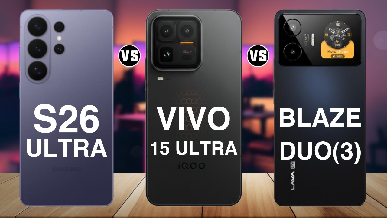 Samsung Galaxy S26 Ultra vs vivo iQOO 15 Ultra vs Lava Blaze Duo 3 – Ultimate Smartphone Comparison