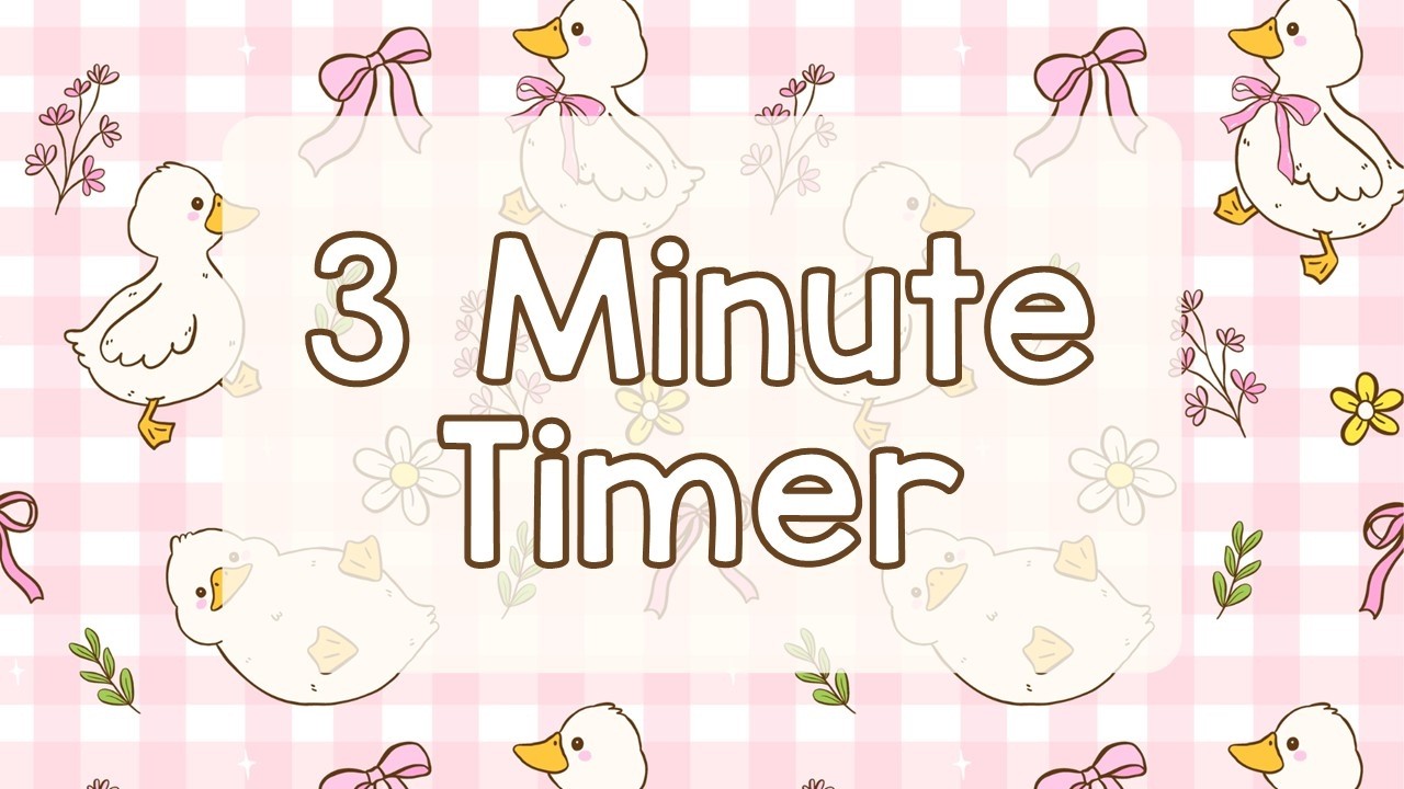 3 Minute Timer - Cute Coquette Ducks - Preppy Aesthetic - Calm Ending Chime Notification - Silent