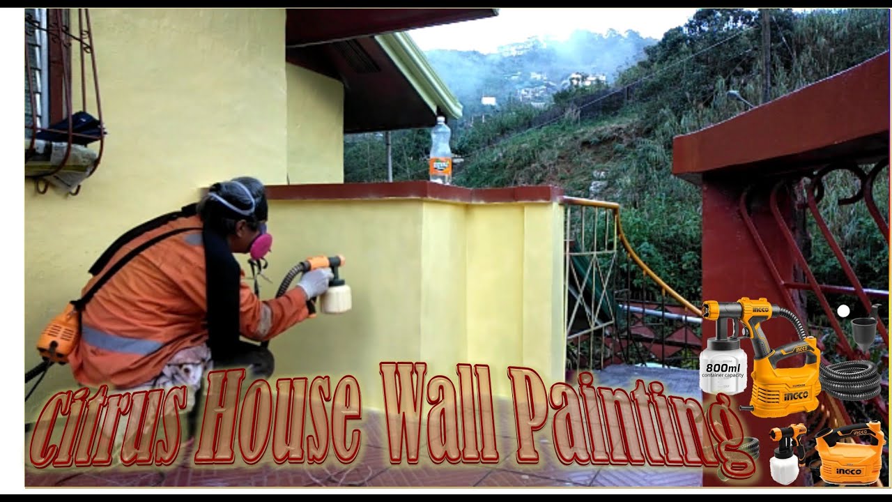 CITRUS HOUSE WALL PAINTING USING INGCO ELECTRIC SPRAY GUN