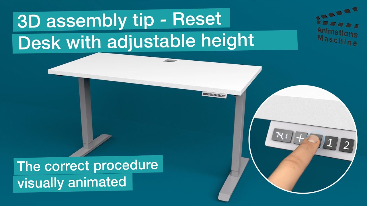 3D assembly tip reset height-adjustable desk