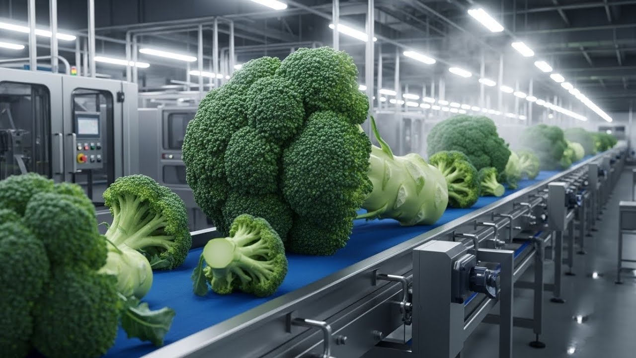 😱 How Millions of Broccoli Heads are Cleaned! Industrial Vegetable Washing Process | IndusTech