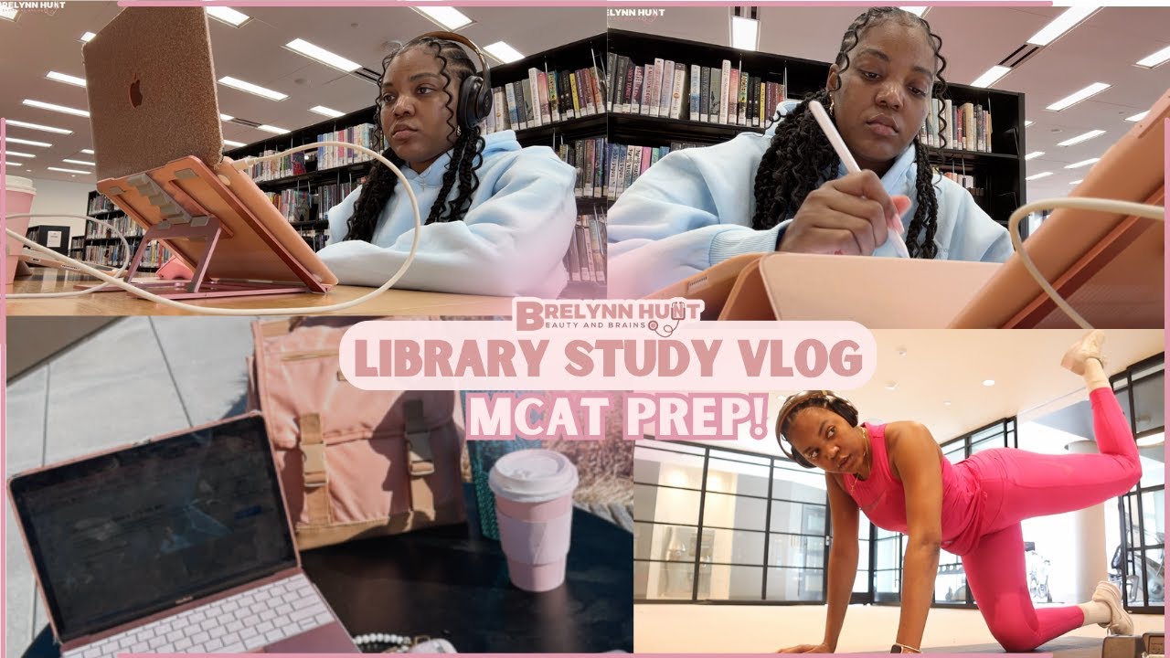 Library Study Vlog 📚 | Overcoming Negative Thoughts, MCAT Prep, Sunday Reset & Self-Care Treats