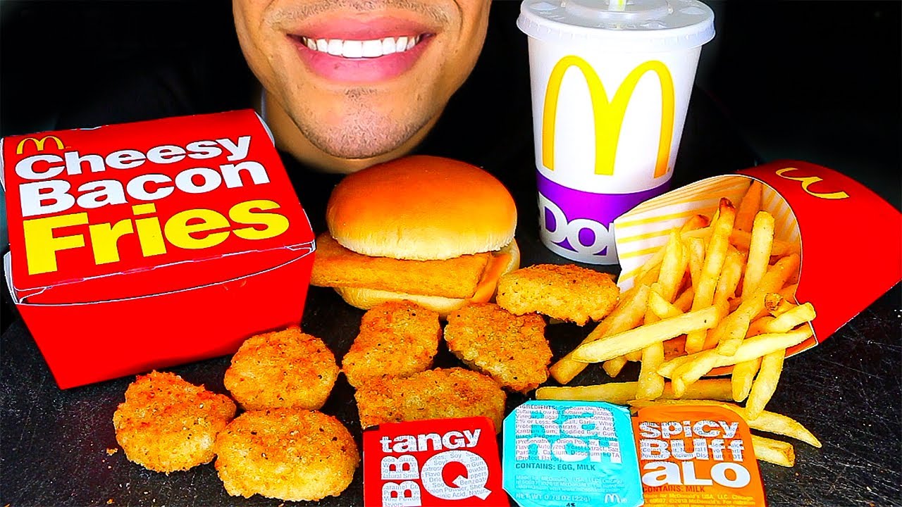 ASMR MCDONALD'S CHEESY FRIES FISH FILLET CHICKEN NUGGETS MUKBANG EATING SHOW NO TALKING MOUTH SOUNDS