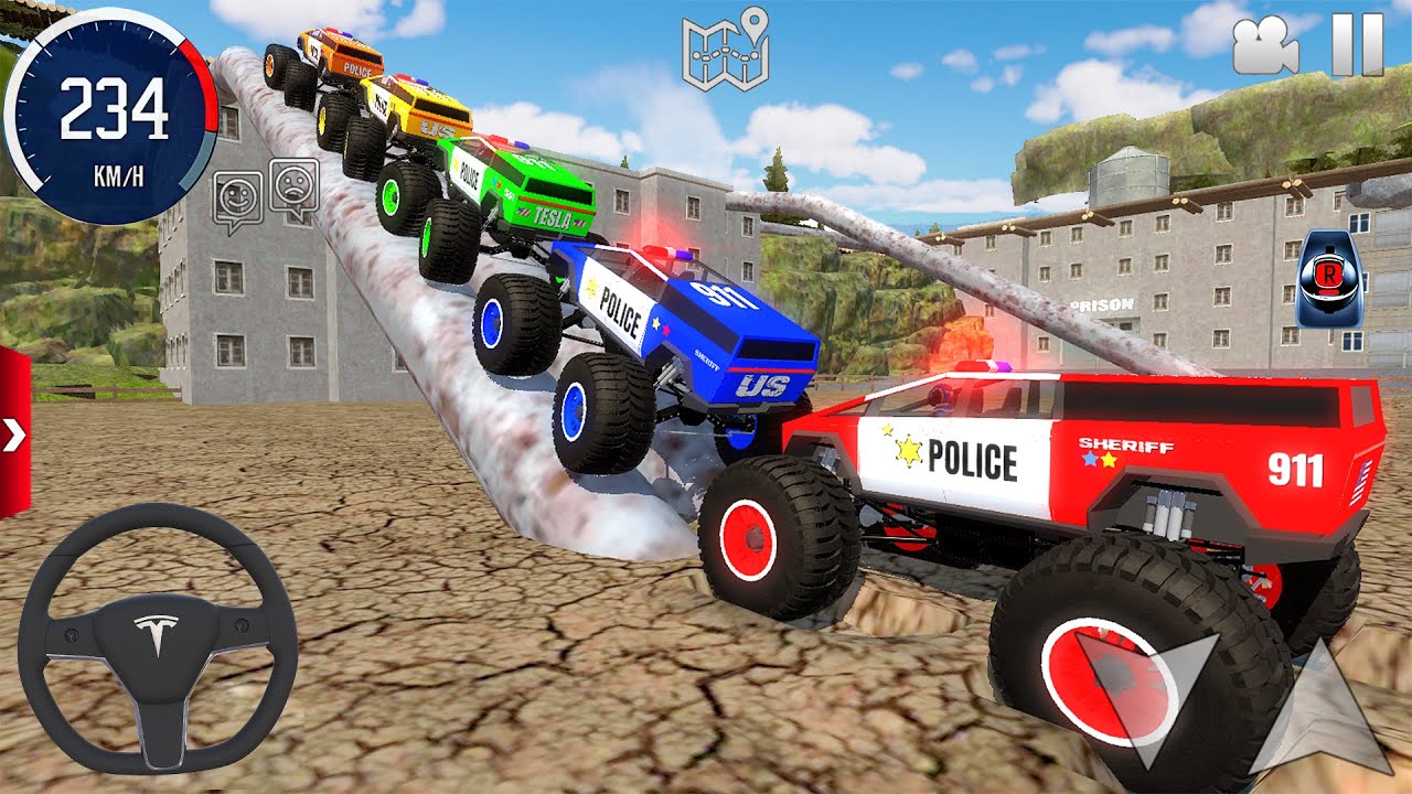 Juegos De Carros - Police Monster Truck Impossilbe Driver #2 - US Car Stunts Racing Android Gameplay