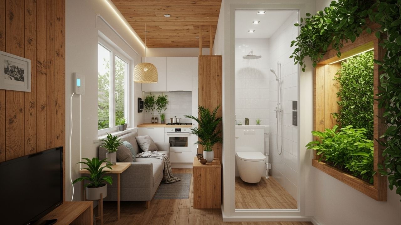 Tiny Apartment with Biophilic Design | Smart & Natural Small Space Ideas