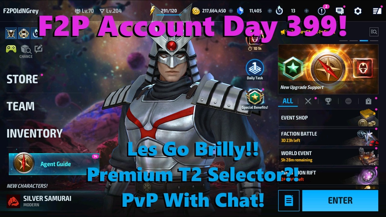 Marvel Future Fight: F2P Account Day 399! Les Go Brilly!! Premium T2 Selector?! PvP With Chat! 🏆🤓🎰